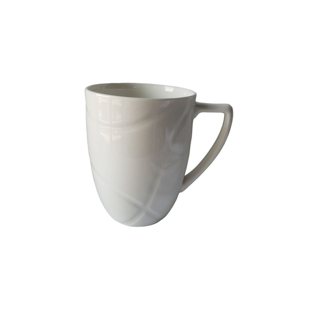 Lenox‎ Vibe White Coffee Mug Cup Incised Swirling Grooves Geometric Heavy